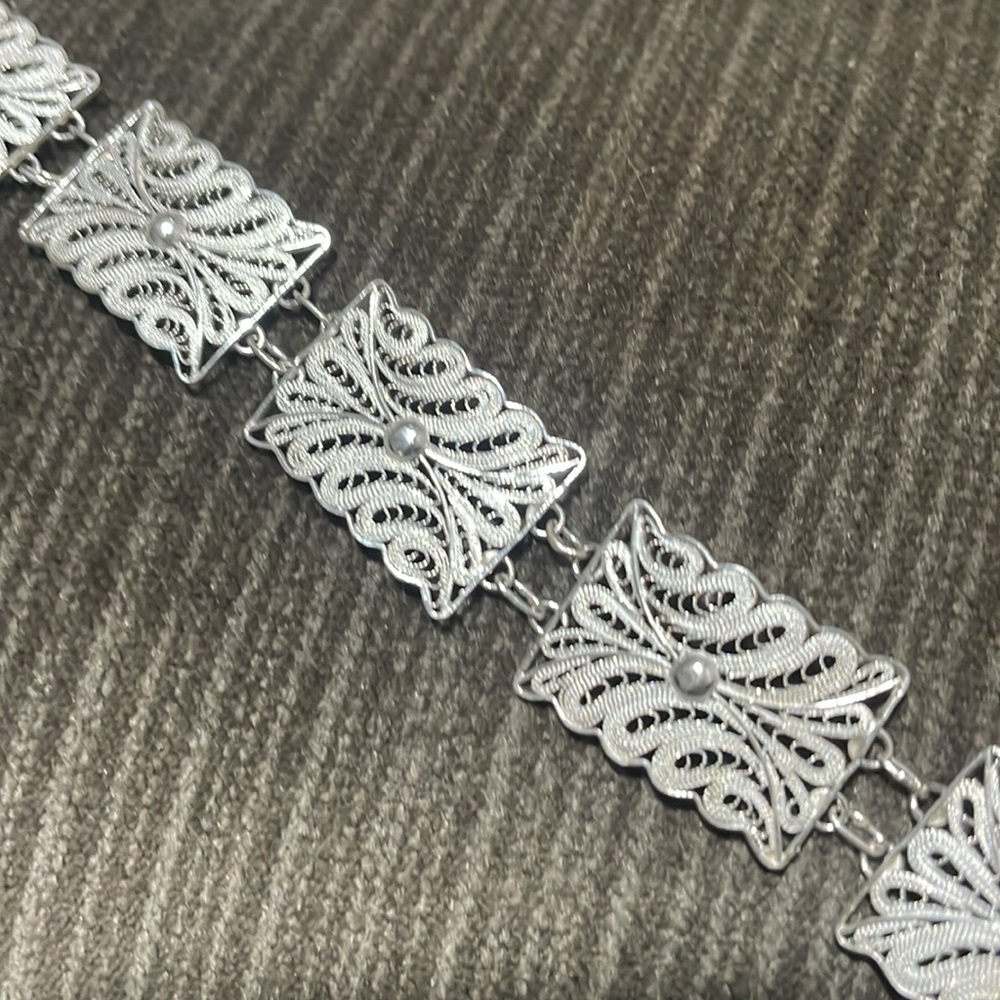 .925 Sterling FILIGREE BRACELET real solid Silver Fine Jewelry Vintage 1970’s - Picture 3 of 11